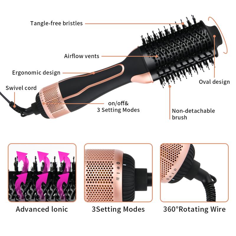 Wholesale 3 in 1 Electric blow dry Brush One Step Hair Dryer 1000W High Power Hot Air Volumizer Comb Professional hot air Brush