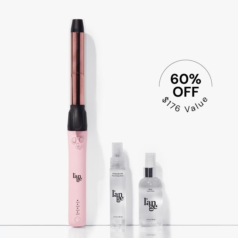 NEW! L’ange Lazy Girl Curls Starter  Pack - Le Pirouette Curling Iron, Satin Néctar 2oz, Rival Heat Protectant 4oz