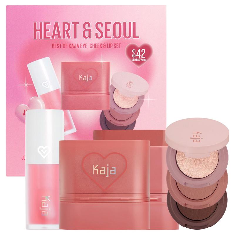 KAJA - Heart & Seoul Best of Kaja Set - Lip Oil Hydrating & Plumping - Cheek & Lip Multi-Balm - Beauty Bento Eyeshadow Makeup