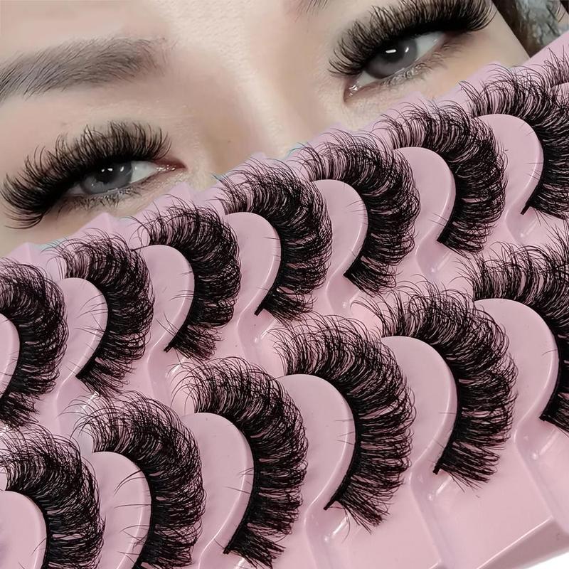 Fluffy False Eyelashes Cluster, Wispy DD Curl Russian Roll Faux Cluster Lashes, Volumized False Eyelashes for Women & Girls Eye Makeup Enhancement, Christmas Gift