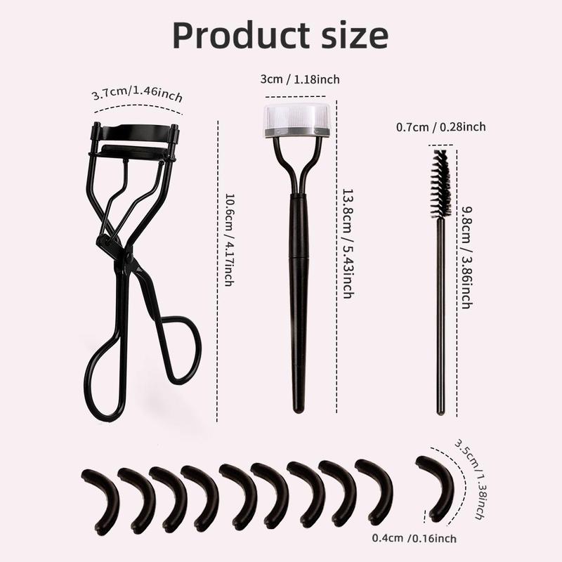 Eyelash Curler with Silicone Pad & Eyelash Comb & Spiral Brush Set, Portable Eyelash Curling Tool, Professional Makeup Tools for Women, Christmas Gift