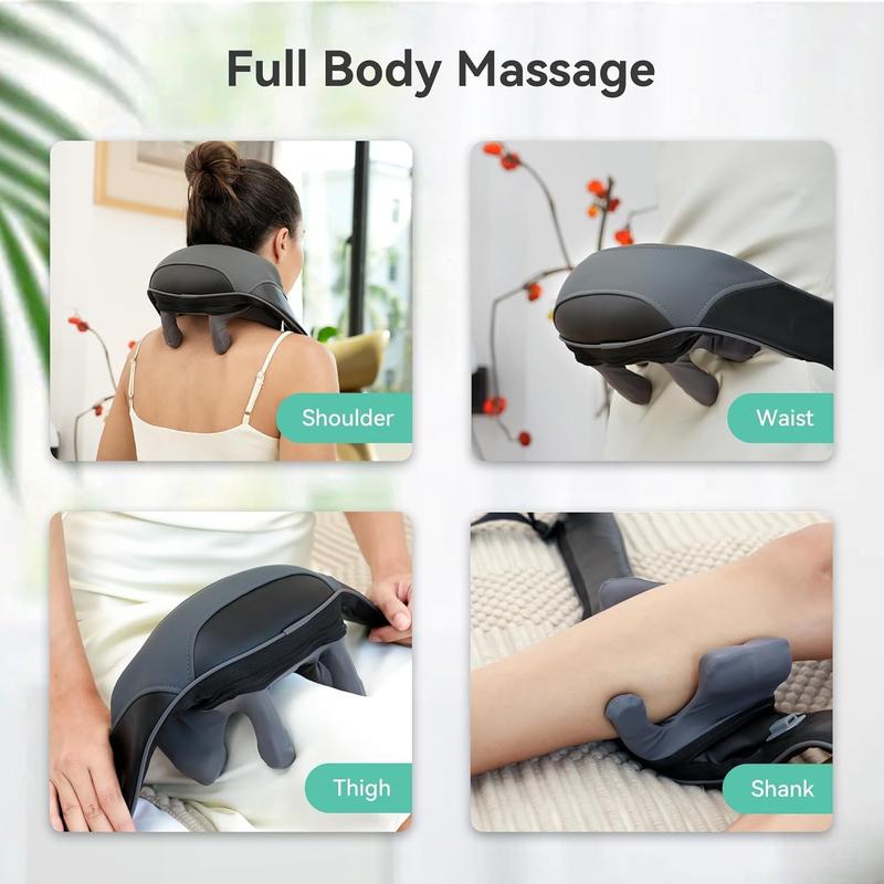 Cordless Neck Shoulder Massager with Soothing Heat, Upgarded 4D Deep Tissue Kneading, Shiatsu Neck Back Massager Pillow for Neck, Traps, Back, Gifts for Men Women Mom Dad