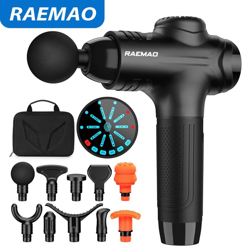 RAEMAO Massage Gun Deep Tissue, Massage Gun for muscle and Pain Relief  Daily, 10 PCS Specialized Replacement Heads, 10 Speeds mode& LED Screen