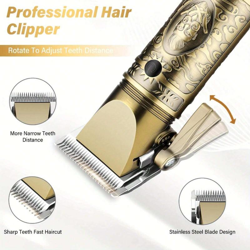 Men's Hair Clipper, T-Blade Trimmer, Nose Hair Trimmer, Shaving, Men's Professional Hair Clipper, Hair Clipper, Men's Shaver, LCD Display (Bronze)