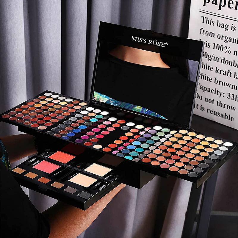 190 Colors Makeup Pallet,Professional Makeup Kit for Women Full Kit,All in One Makeup Sets for Women&Beginner,include Eyeshadow,Lipstick,Compact Powder,Eyeliner,Concealer(004-Black) Silky Blend Daily Flawless Foundation Gift Long Lasting Mirror Primer