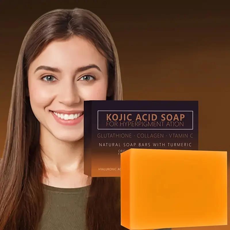 Kojic acid soap with turmeric, retinol, hyaluronic acid, shea butter and olive oil for cleansing face and body