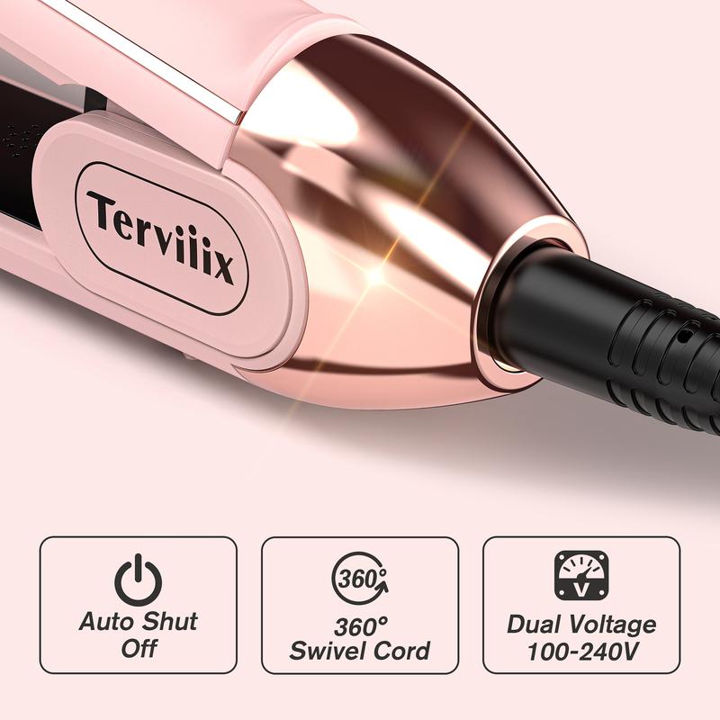 Terviiix 2-in-1 Hair Straightener & Curler, Salon-Quality Smooth and Shiny Hair with Just One Pass, Dual Voltage, Max 450°F, Handle Comfort