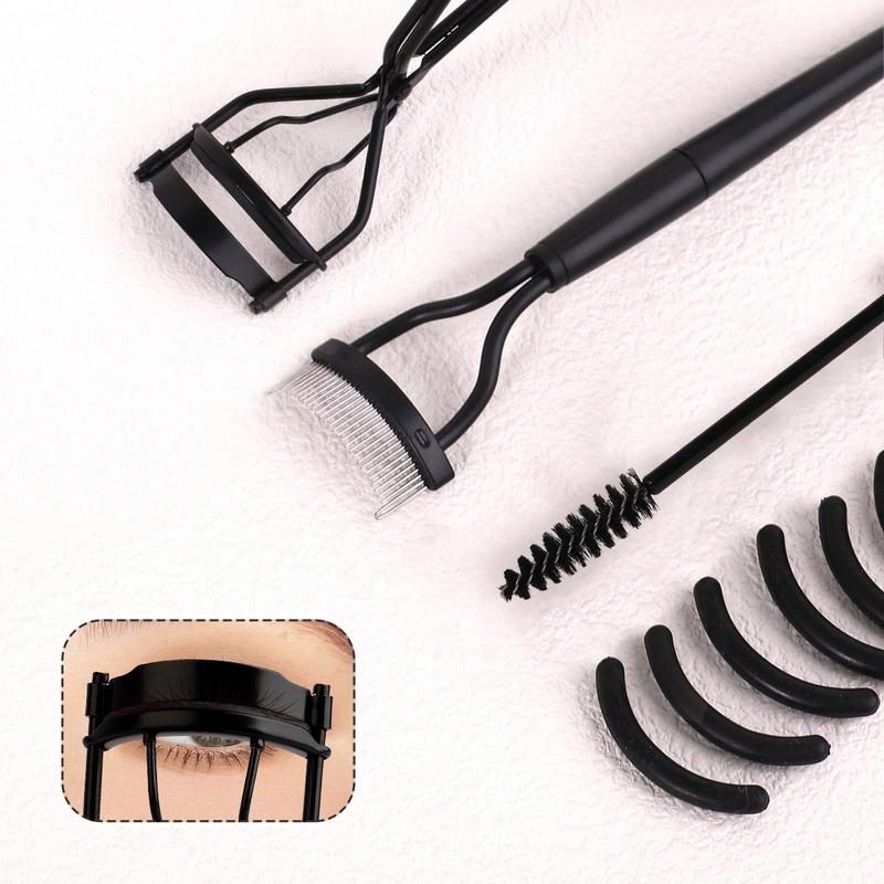 Eyelash Curler with Silicone Pad & Eyelash Comb & Spiral Brush Set, Portable Eyelash Curling Tool, Professional Makeup Tools for Women, Christmas Gift