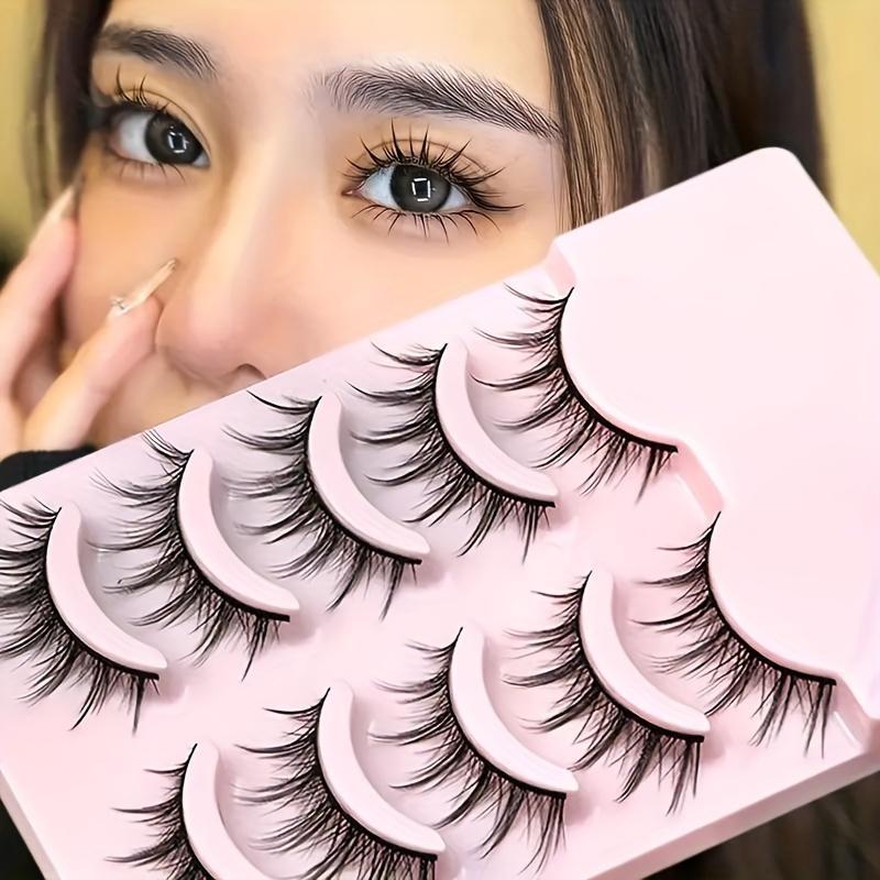 Fluffy False Eyelashes, Wispy Natural Look Faux Cluster Lashes, Reusable Eyelash Extension Makeup Tool, Easy to Apply