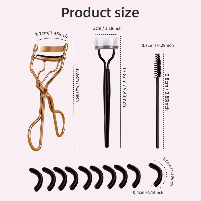 Eyelash Curler with Silicone Pad & Eyelash Comb & Spiral Brush Set, Portable Eyelash Curling Tool, Professional Makeup Tools for Women, Christmas Gift