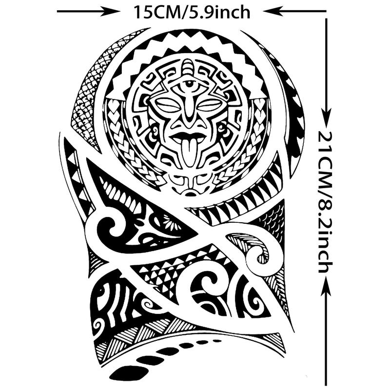 Totem Pattern Temporary Tattoo Sticker, 6 Counts set Punk Style Fake Tattoo Decals for Arm Shoulder, DIY Body Art Decoration for Adults