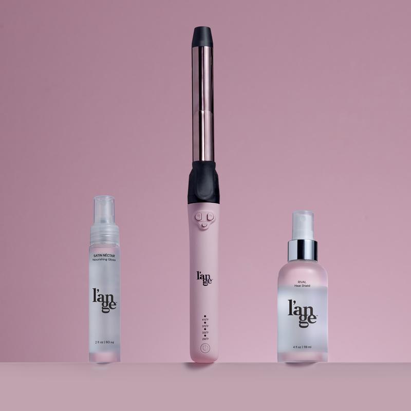 NEW! L’ange Lazy Girl Curls Starter  Pack - Le Pirouette Curling Iron, Satin Néctar 2oz, Rival Heat Protectant 4oz