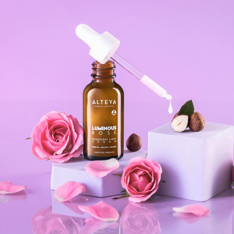 Alteya Luminous Rose Glow Serum - Hyaluronic Acid, Mullein, and Bulgarian Rose Otto Oil - Moisturizing Skincare for All Skin Types