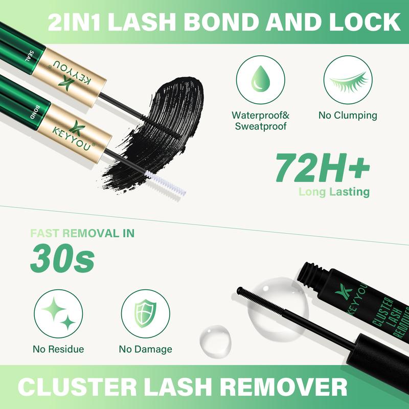 BlackFriday KEYYOU DIY Lash Clusters Kit Individual Lashes 40D 0.07D Curl 9-18MIX 300pcs Lash Extension Kit Waterproof Eyelash Extension Cosmetic