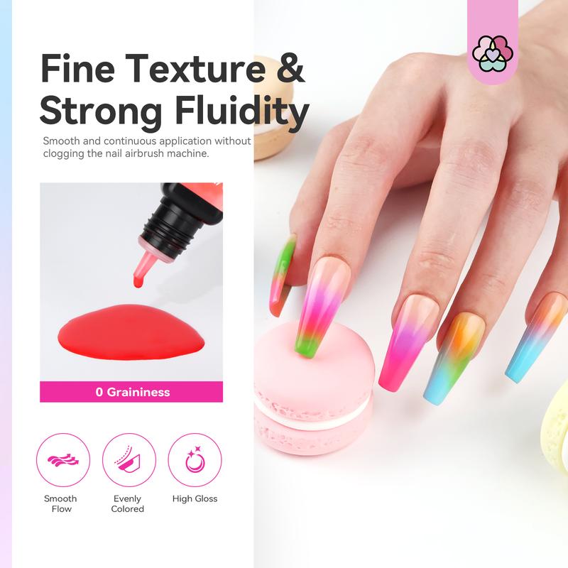 SAVILAND 24 Color Airbrush Gel Nail Polish: Create Gradient Blush High Color Saturation Patterns Perfect Home Dalons Cuticle Care & Manicure