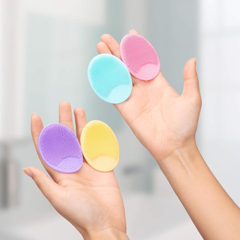 4 Pack Face Scrubber,Soft Silicone Facial Cleansing Brush Face Exfoliator Blackhead Acne Pore Pad Cradle Cap Face Wash Brush for Deep Cleaning Skin Care(Multicolor A)