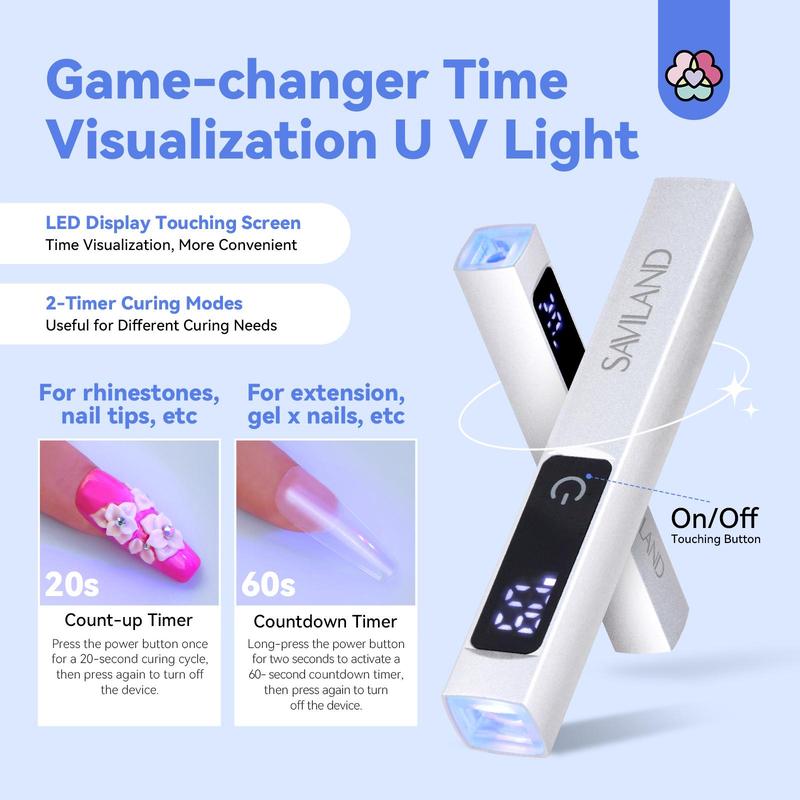 Portable LED UV Light with Magnetic Stand & LCD Screen, USB Rechargeable Nail Lamp Kit, Professional Manicure Tool for Home & Salon Use