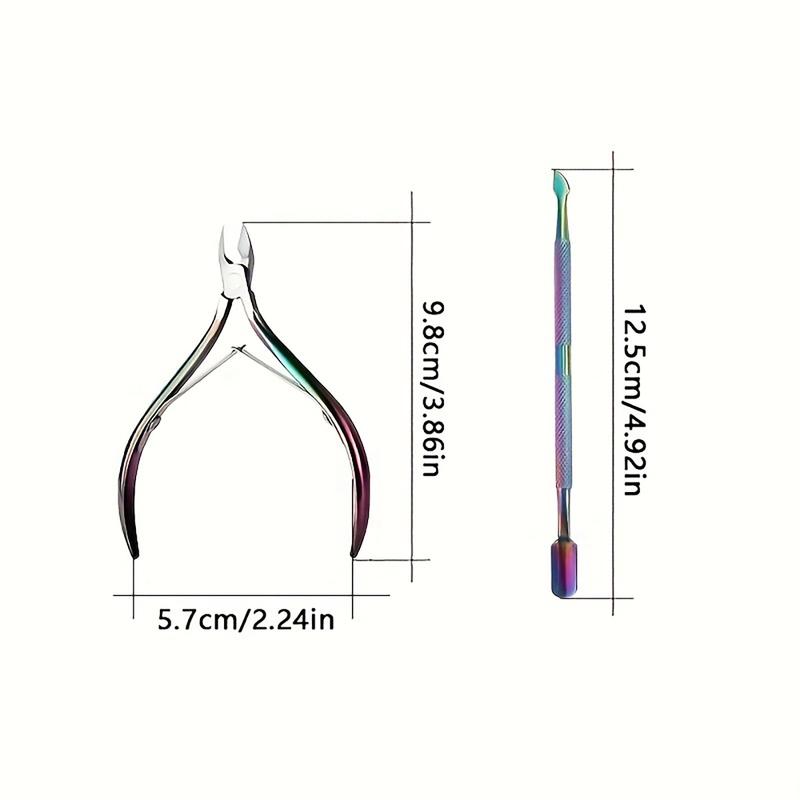 Stainless Steel Cuticle Trimmer & Cuticle Pusher Set, 2 Counts Professional Stainless Steel Cuticle Remover Cutter Nippers, Durable Pedicure Manicure Tools for Fingernails and Toenails