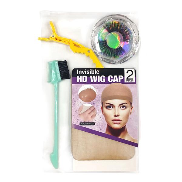 Wig Install Gift Package: HD Wig Cap+3D Eyelashes+Babyhair Brush+ Hair Clips For Lace Wig Install