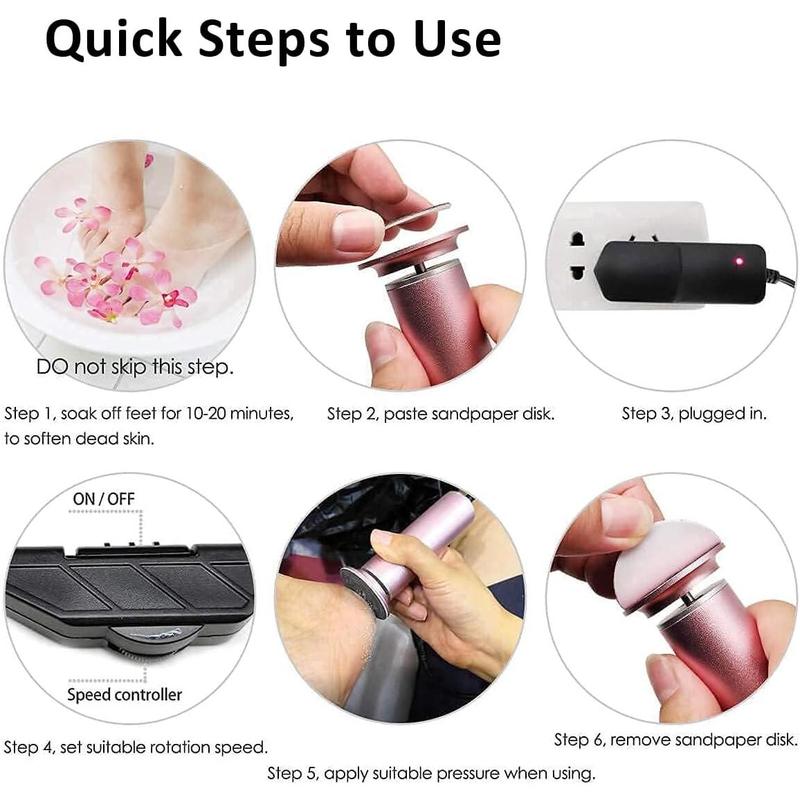 Electric Foot Callus Remover with 60packs Sandpaper Disk, Professional Electric Foot File Pedicure Tool Foot Sander for Feet Dead Skin.