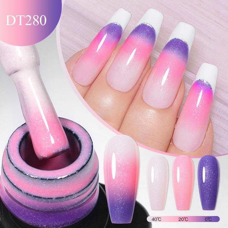 Glitter Thermal Color Changing Gel Nail Polish Set, 10pcs set 3-layers Ombre Nail Art Nail Gel, Semi Permanent UV Nail Gel, Nail Art & Nail Polish for Women & Girls