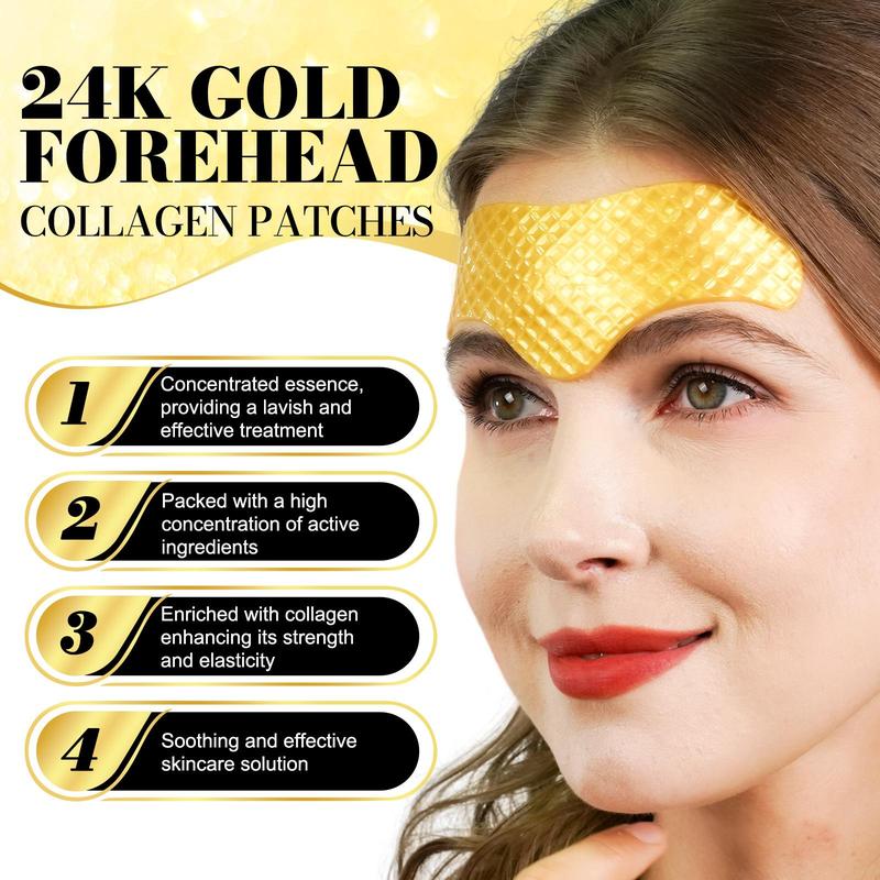 24k Gold Collagen Forehead Patches, 16pcs box Moisturizing Tightening Forehead Patches, Skin Care Patches for Women & Men