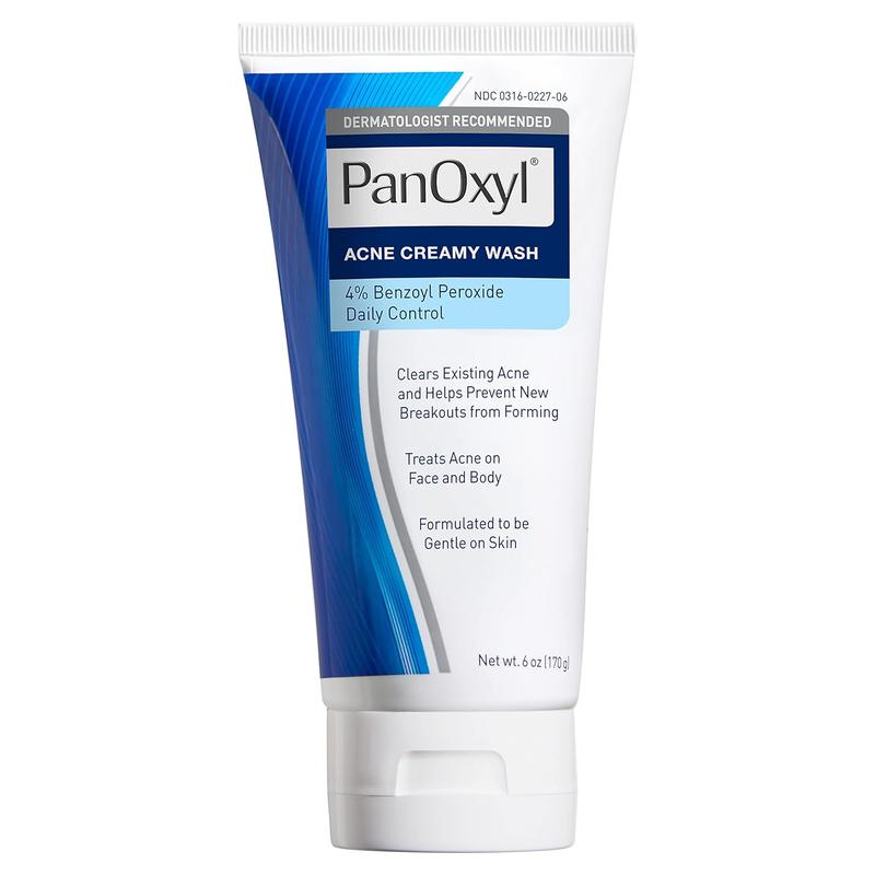 PanOxyl Antimicrobial Hydrating Acne Creamy Wash, 4% Benzoyl Peroxide, 6 Ounce