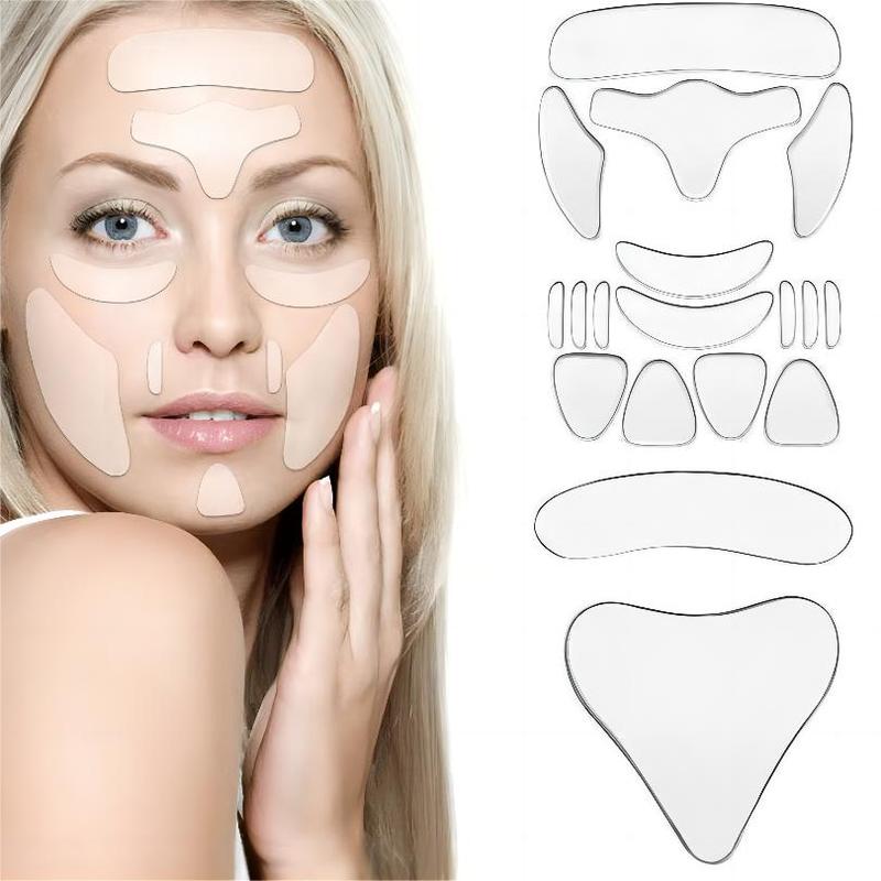 Reusable Silicone Face Mask Chest Stickers, 18pcs set Body Skin Tightening Beauty Patch, Skin Care Tools