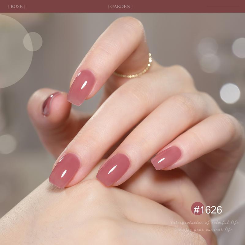 GAOY Rose Garden Jelly Gel Nail Polish of 6 Transparent Nude Red Pink Brown Colors Sheer Gel Polish Kit for Salon Gel Manicure and Nail Art DIY at Home