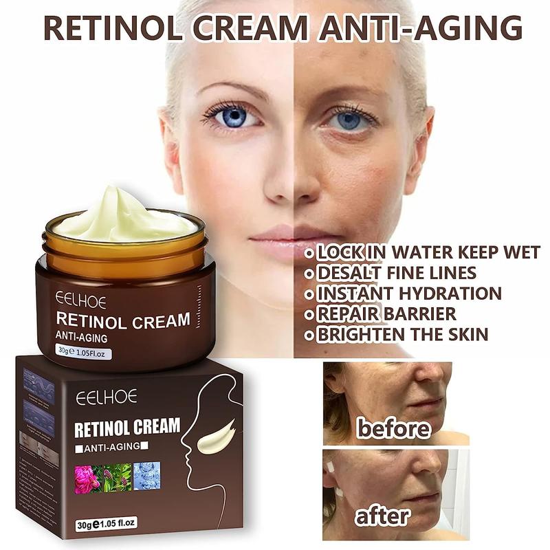 EELHOE Retinol Cream Anti-Aging Wrinkles Brightening Skin Moisturizing Facial Skin Skin Care Cream Firming and Lifting， Essence, with Hyaluronic Acid Vitamin E Hexapeptide, Anti Aging, , Revitalizing, Anti-Wrinkle Facial Moisturizer  Moisturizer