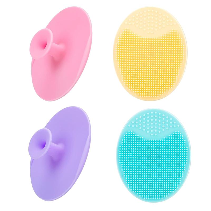 4 Pack Face Scrubber,Soft Silicone Facial Cleansing Brush Face Exfoliator Blackhead Acne Pore Pad Cradle Cap Face Wash Brush for Deep Cleaning Skin Care(Multicolor A)