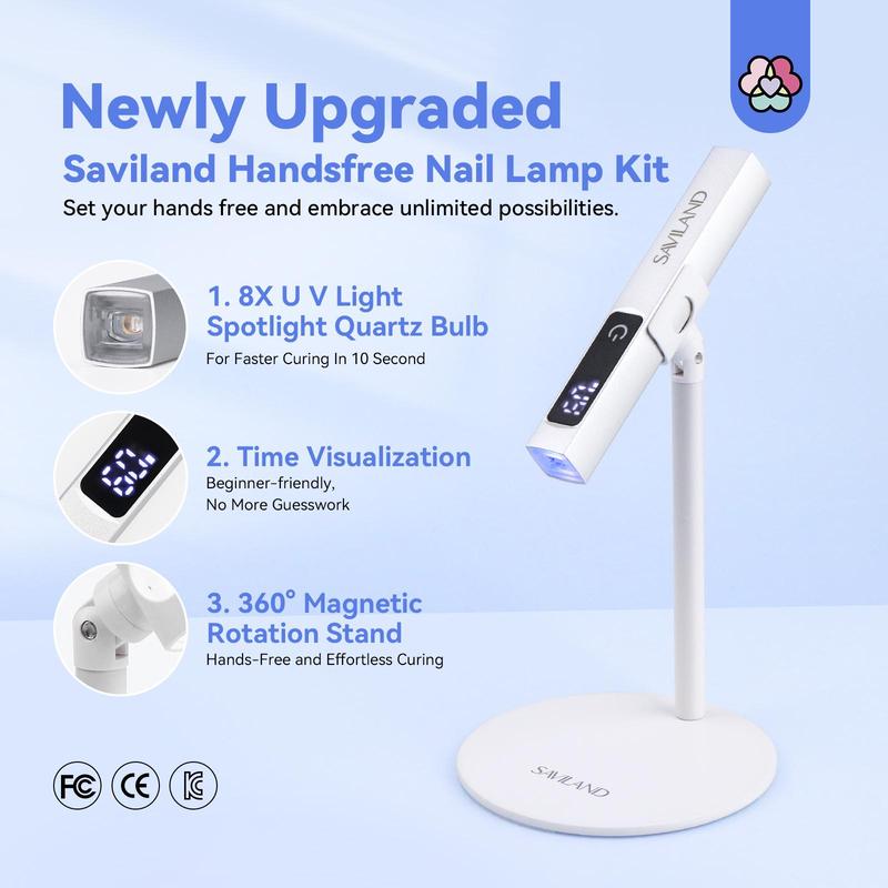 Portable LED UV Light with Magnetic Stand & LCD Screen, USB Rechargeable Nail Lamp Kit, Professional Manicure Tool for Home & Salon Use