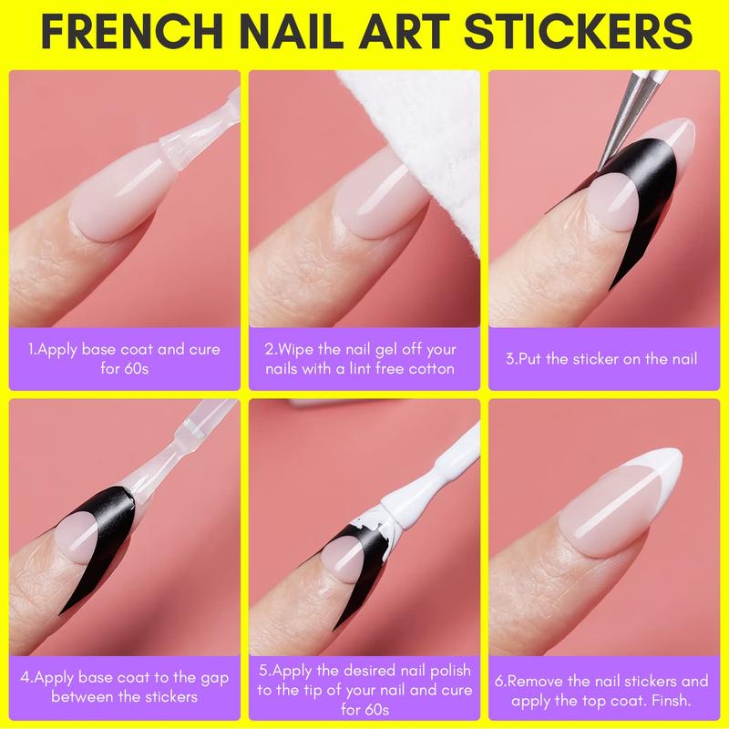 Makartt French Nail Stamper Kit -12 PCS - 2 Jelly Stampers, 4 Silicone Heads, 6 Nail Guide Stickers Nail Art Nail Care